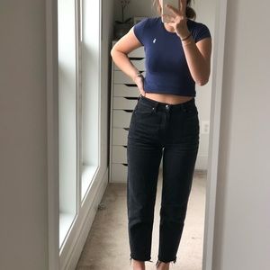 black glassons high rise mom jeans